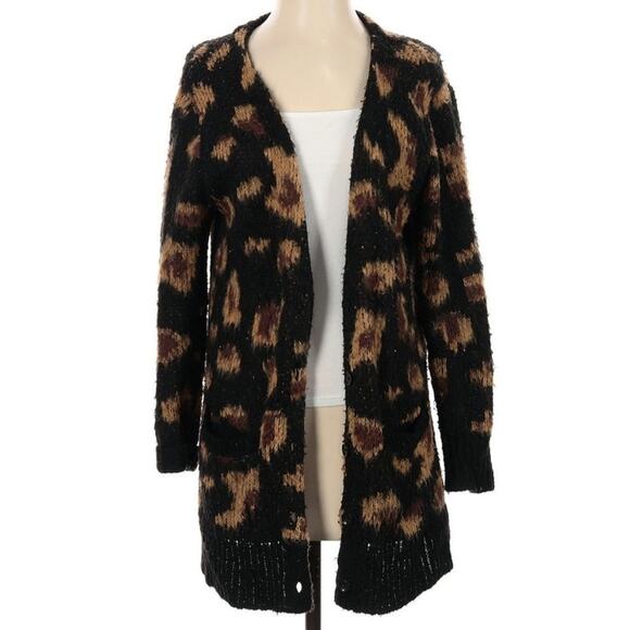 Free People Leopard Cardi XS Cardigan Sweater - Picture 1 of 6